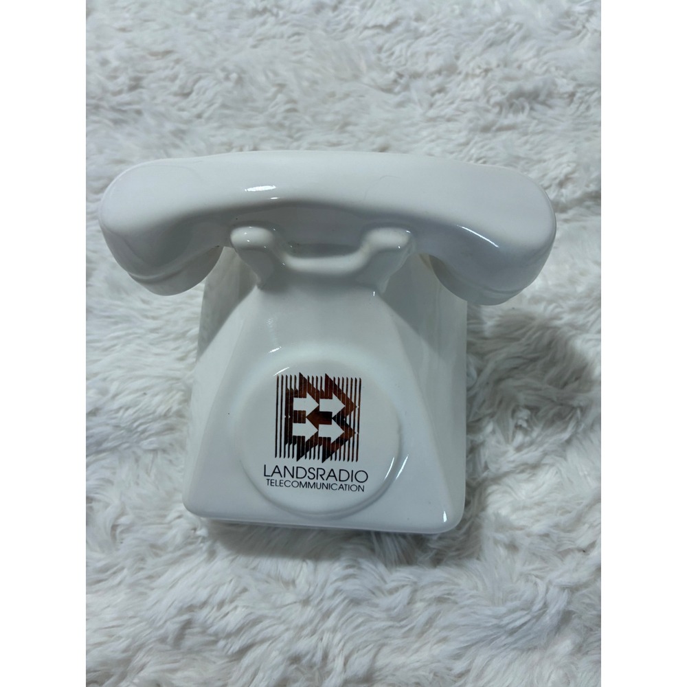 VTG Landsradio Telecommunication Ceramic Telephone Piggy Bank White Made in USA